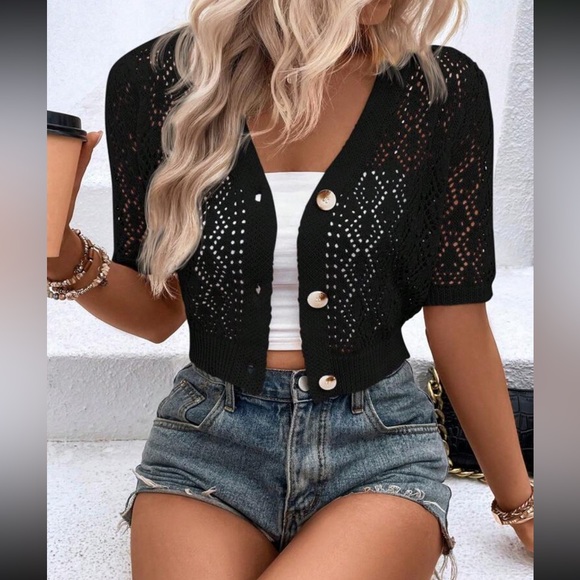 Boho floral design button front blouse